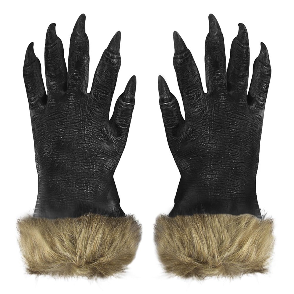 JIAHG Halloween Costume Animal Gloves Hairy Hands Werewolf Claw Gloves Demon Cosplay Death Fancy Dress Up Party Accessories