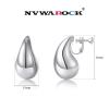 NVWAROCK Silver Screw Drop Clip On Earrings Dupes Teardrop Chunky Non Pierced Earring 14K Real White Gold Plated Hypoallergenic Lightweight Earrings for Women view 4
