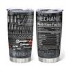 Hyturtle Personalized Mechanic Gifts For Men - Mechanic Nutrition Facts Custom Name Stainless Steel Tumblers 20oz Coffee Cup With Lid - Gifts For Mechanic Lover Dad Grandpa Man On Birthday Christmas view 1