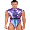 Sxiwei Men's Shiny Bodysuit Zentai Jumpsuit Astronaut Costume Space Suit Cosplay Lingerie Clubwear Colorful X-Large view 1