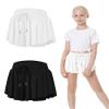 2 Packs Girls Athletic Butterfly Shorts Flowy Shorts for Kids 2-in-1 Tennis Short for Workout(Black+White,Small) view 1