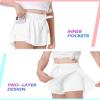 2 Packs Girls Athletic Butterfly Shorts Flowy Shorts for Kids 2-in-1 Tennis Short for Workout(Black+White,Small) view 3