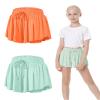2 Packs Girls Athletic Butterfly Shorts Flowy Shorts for Kids 2-in-1 Tennis Short for Workout(Light Green+Orange,Large) view 1