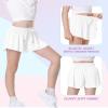 2 Packs Girls Athletic Butterfly Shorts Flowy Shorts for Kids 2-in-1 Tennis Short for Workout(Black+White,X-Small) view 4