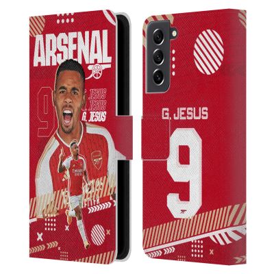 Head Case Designs Officially Licensed Arsenal FC Gabriel Jesus 2023/24 First Team Leather Wallet Case Compatible with Samsung Galaxy S21 FE 5G