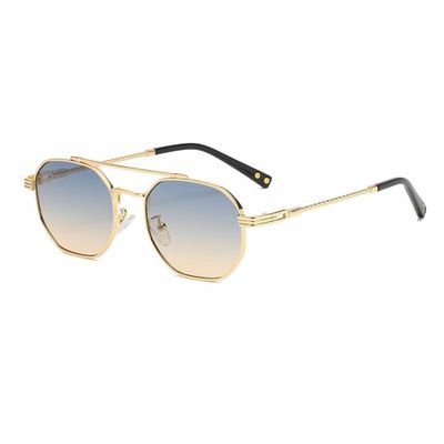 MUTYNE Sunglasses for Men Luxury Fashion Square Retro Sunglasses Ladies Small Octagonal Metal Polygon Black,Blue Yellow,One size