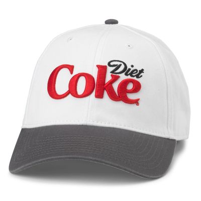 AMERICAN NEEDLE Diet Coke Coca Cola Officially Licensed Ballpark Adjustable Baseball Hat (20001A-DCOKE-WHGY)