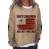 Fiogomis Womens God's Children Are Not for Sale Shirt Women's Faith Respect Jesus Cross Print Long Sleeve T-Shirt Christian Sweatshirts for Women with Sayings on it Inspirational Sweatshirt Khaki view 1