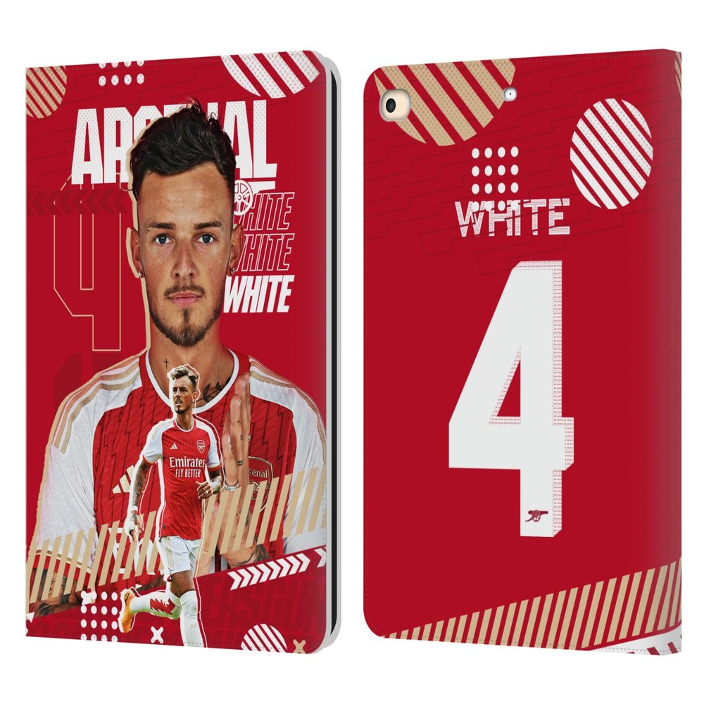 Head Case Designs Officially Licensed Arsenal FC Ben White 2023/24 First Team Leather Wallet Case Compatible with Apple iPad 9.7 2017 / iPad 9.7 2018