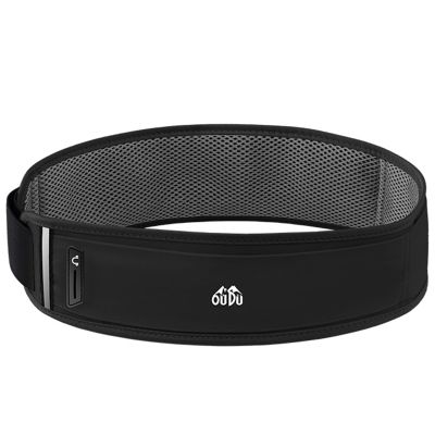 GIBZ Running Belts Waterproof Fanny Pack Reflective Running Waist Pouch Phone holder Adjustable Sports Money Belt with Headphone Port, Black not included bottle, L: Fit for waist: 31-42"
