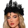 Aceorna Floral Crown Headband Black Flower Hairband Floral Beads Headpiece Crown Gothic Headwear for Halloween Cosplay Masquerade Party view 1