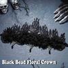 Aceorna Floral Crown Headband Black Flower Hairband Floral Beads Headpiece Crown Gothic Headwear for Halloween Cosplay Masquerade Party view 2