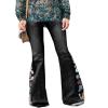 Women's Embroidered Bell Bottom Denim Jeans Stretch Butt Flare Lifting Vintage Washed Jeans Wide Leg Black Denim Jeans Pants L view 1