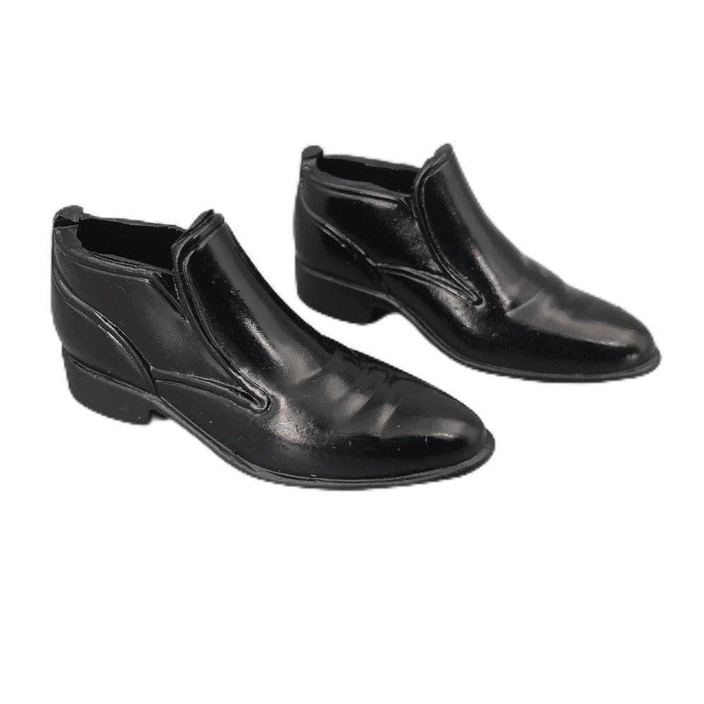 1/6 Scale Soldier Model Trendy mid-top PU Leather Shoes 2 Hollow Model (Black)