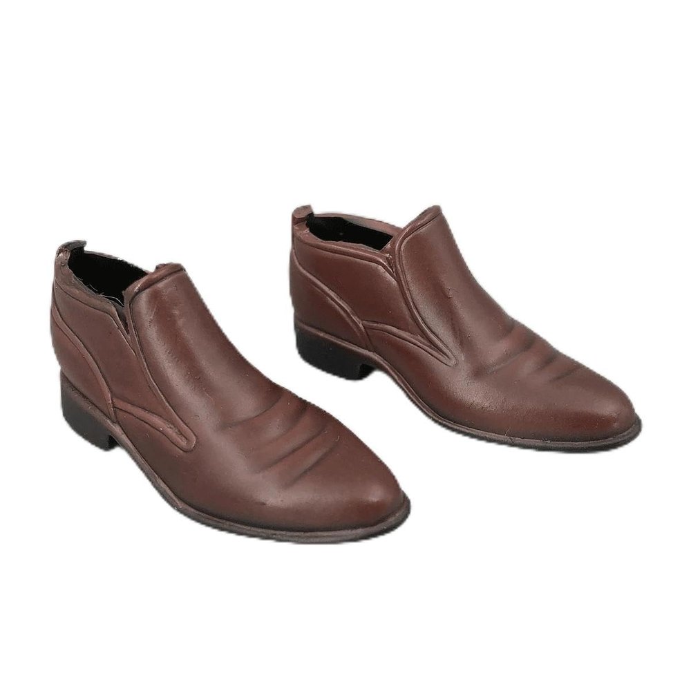1/6 Scale Soldier Model Trendy mid-top PU Leather Shoes 2 Hollow Model (Brown)