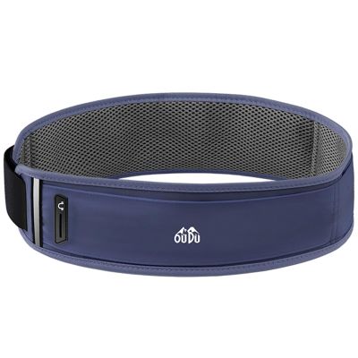 GIBZ Running Belts Waterproof Fanny Pack Reflective Running Waist Pouch Phone holder Adjustable Sports Money Belt with Headphone Port, Navy not included bottle, S: Fit for waist: 23-33"