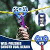 Zip Line Pulley 8-13mm Climbing Pulley Cable Rope Durable Aluminum Stainless Steel Roller Double Tandem Speed Dual Pulley 25KN for Backyard Zipline Hauling Rigging Mountaineering Rescue Climbing Gear view 3