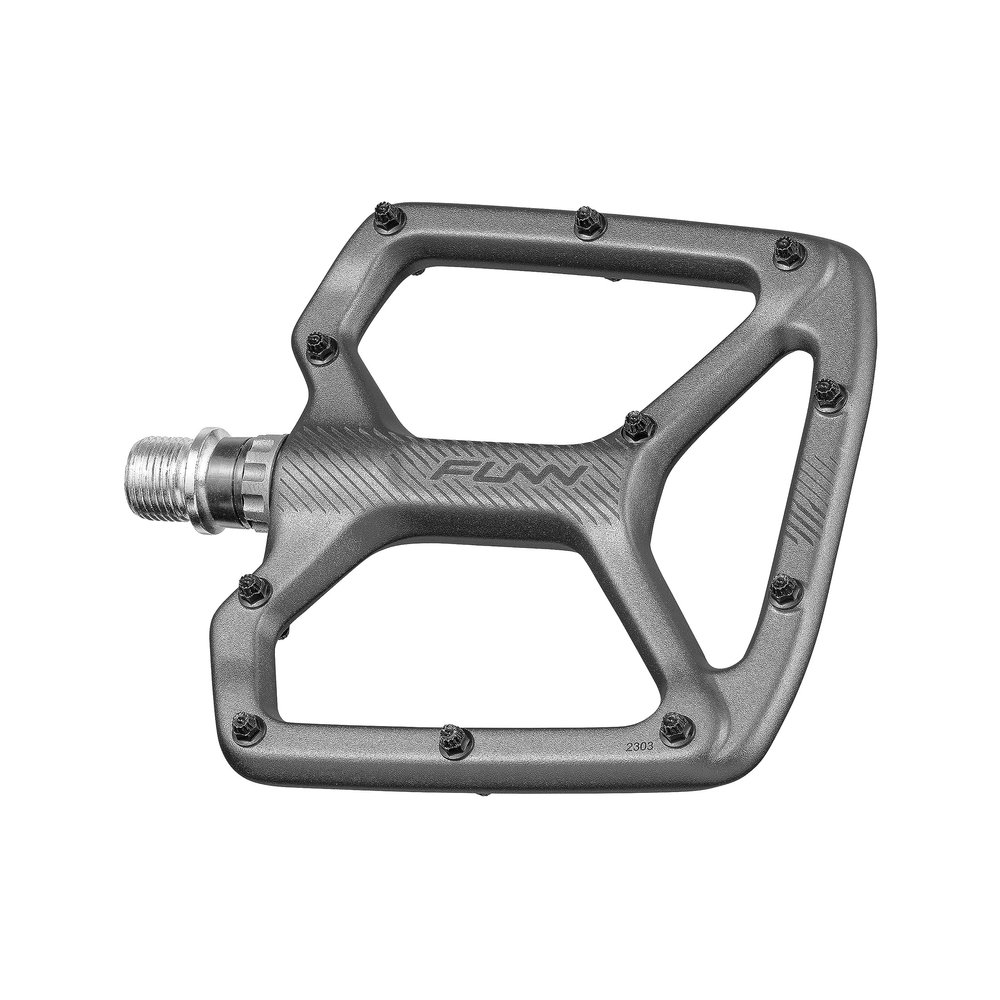 Funn Python Flat Bike Pedals - Wide Platform Bicycle Pedals for BMX/MTB Mountain Bike, 9/16-inch CrMo Axle (Gray)