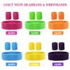 72 Pcs 80s Neon Headbands Sweatband Set, Include 24 Sports Headbands and 48 Sweat Wristbands Bulk for Woman Man (Stylish) view 2