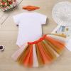 AWIBMK Baby Girl 1st Birthday Outfit Cow Giraffe Romper Tutu Skirt Headband Cake Smash Photo Shoot 3Pcs Clothes Set, Orange Half Way to One, 0-6 Months view 3