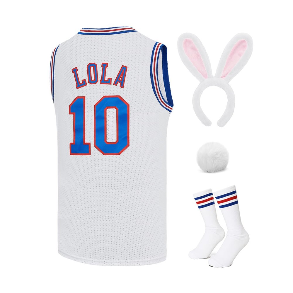 Resbai Mens Basketball Jersey #10 Bugs Halloween Costumes Space 90S Movie Jersey (#10 White Medium)