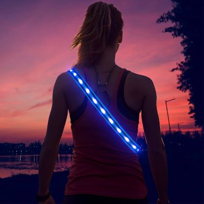 Illumifun LED Running Belt - USB Rechargeable Reflective LED Waistband, Wearable Waist Safety Light for Running, Cycling, Camping, Walking (Royal Blue)