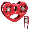 Zip Line Pulley 8-13mm Climbing Pulley Cable Rope Durable Aluminum Stainless Steel Roller Double Tandem Speed Dual Pulley 25KN for Backyard Zipline Hauling Rigging Mountaineering Rescue Climbing Gear view 1