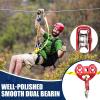 Zip Line Pulley 8-13mm Climbing Pulley Cable Rope Durable Aluminum Stainless Steel Roller Double Tandem Speed Dual Pulley 25KN for Backyard Zipline Hauling Rigging Mountaineering Rescue Climbing Gear view 3