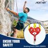 Zip Line Pulley 8-13mm Climbing Pulley Cable Rope Durable Aluminum Stainless Steel Roller Double Tandem Speed Dual Pulley 25KN for Backyard Zipline Hauling Rigging Mountaineering Rescue Climbing Gear view 4