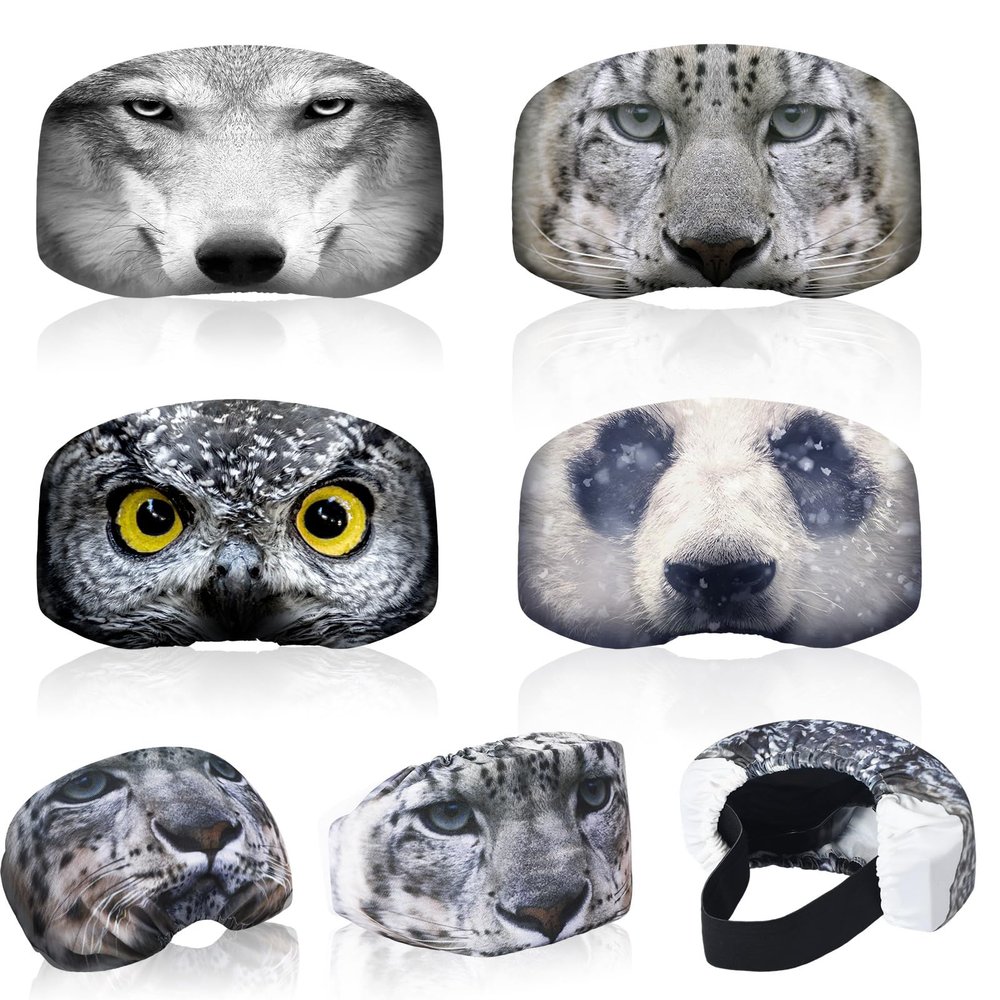 Civaner 4 Pieces Ski Snowboard Goggle Cover Sleeve Goggle Cover Microfiber Protective Lens Scratch Dust Protection for Travel(Colorful,Animal Style)