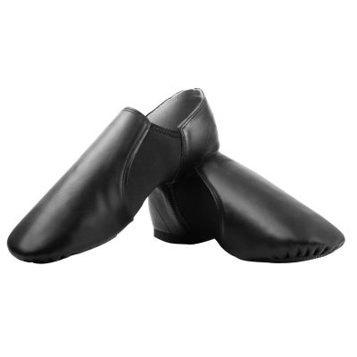 Asyusyu Dance Jazz Shoes,Soft Leather Dance Slippers for Women/Men-Black,4.5,Pointed-Toe