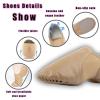 Asyusyu Dance Jazz Shoes,Soft Leather Dance Slippers for Women/Men-Brown,4,Pointed-Toe view 2