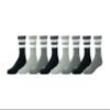 Amazon Essentials Men's Cushioned Retro Stripe Crew Socks, 8 Pairs, Black/Grey/Light Grey, 8-12 view 1