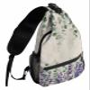 Sling Backpack, Farmhouse Eucalyptus Purple Hydrangea Plants Linen Waterproof Lightweight Small Sling Bag, Travel Chest Bag Crossbody Shoulder Bag Hiking Daypack for Women Men view 1
