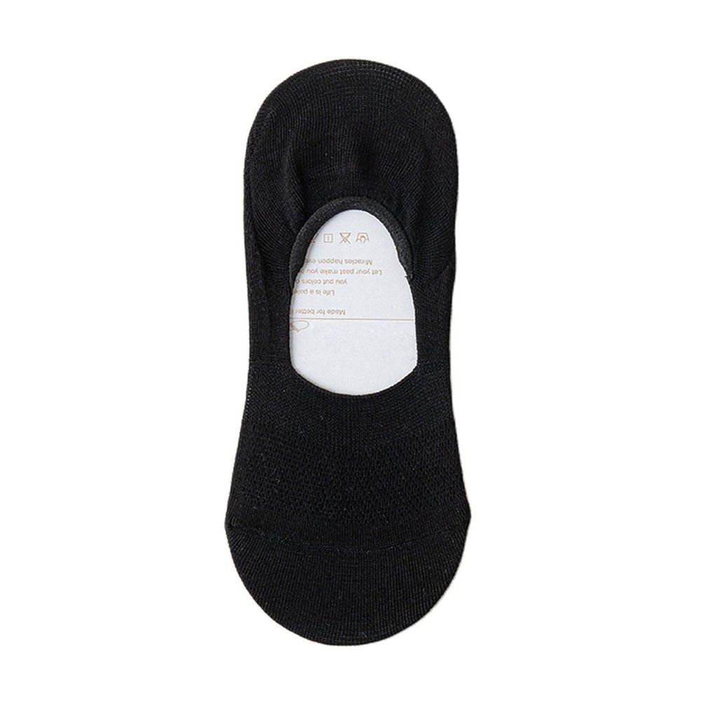 Yizelli 3 Pairs Breathable No Show Socks for Women Girls Cotton Low Cut Non-slip Summer Invisible Socks (Black)