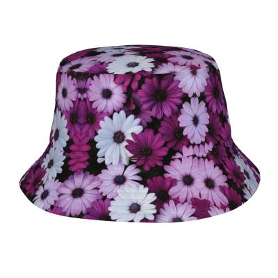 Blossom Flower Print Packable Travel Sun Caps Teens Women Men Outdoor Fisherman Beach Print Bucket Hats Unisex