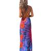 Adoeren Women Y2k Tie Dye Long Dress Sexy Sleeveless Open Back Colorful Maxi Dress Floral Printed Beach Party Sundress(A642 Navy,S) view 2