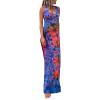 Adoeren Women Y2k Tie Dye Long Dress Sexy Sleeveless Open Back Colorful Maxi Dress Floral Printed Beach Party Sundress(A642 Navy,S) view 3