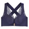 XWSM Big Size Sexy Lace Bra for Women Wedding Party Front Closure Push Up Brassiere Bralette Wireless Underwear Lingerie Top (Color : Blue, Size : 85/38C) view 2