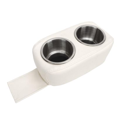 Pontoon Cup Holder, Pontoon Cup Holder with Double Stainless Steel Cup Holder Portable Drink Bottle Holder for RV Yachet Boat Car (White)