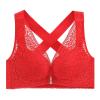 XWSM Big Size Sexy Lace Bra for Women Wedding Party Front Closure Push Up Brassiere Bralette Wireless Underwear Lingerie Top (Color : Red, Size : 75/34B) view 2