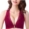 XWSM Big Size Sexy Lace Bra for Women Wedding Party Front Closure Push Up Brassiere Bralette Wireless Underwear Lingerie Top (Color : Wine, Size : 100/44C) view 1