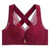 XWSM Big Size Sexy Lace Bra for Women Wedding Party Front Closure Push Up Brassiere Bralette Wireless Underwear Lingerie Top (Color : Wine, Size : 105/46C) view 2