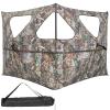Tangkula 2-Panel Stakeout Hunting Blind, See Through Ground Blind with 3 Shoot Through Ports & 2 Storage Pockets, Portable Pop Up Deer Blind with Carrying Bag for Turkey & Deer Hunting (2-Panel) view 1