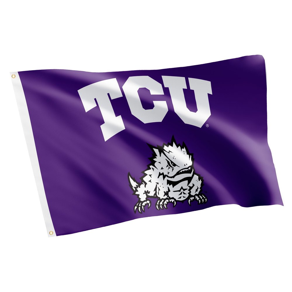 Desert Cactus Texas Christian University TCU Flag - 3 x 5 Feet Frogs Banner, Indoor/Outdoor Durable Fabric, 100% Polyester Design (Style B)
