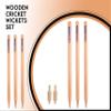 Naqqash Sports Pack of 3 Cricket wickets with 2 bails - Natural Color Portable Cricket wickets Wood, Set of 3 Stumps for Cricket with 2 bails, Cricket Wicket view 2