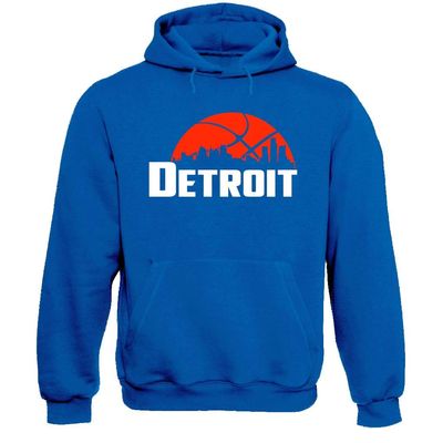 Xtreme Apparrel Detroit Basketball City Skyline Men's Fan Hoodie Sweatshirt (Royal Hoodie, 4XL)