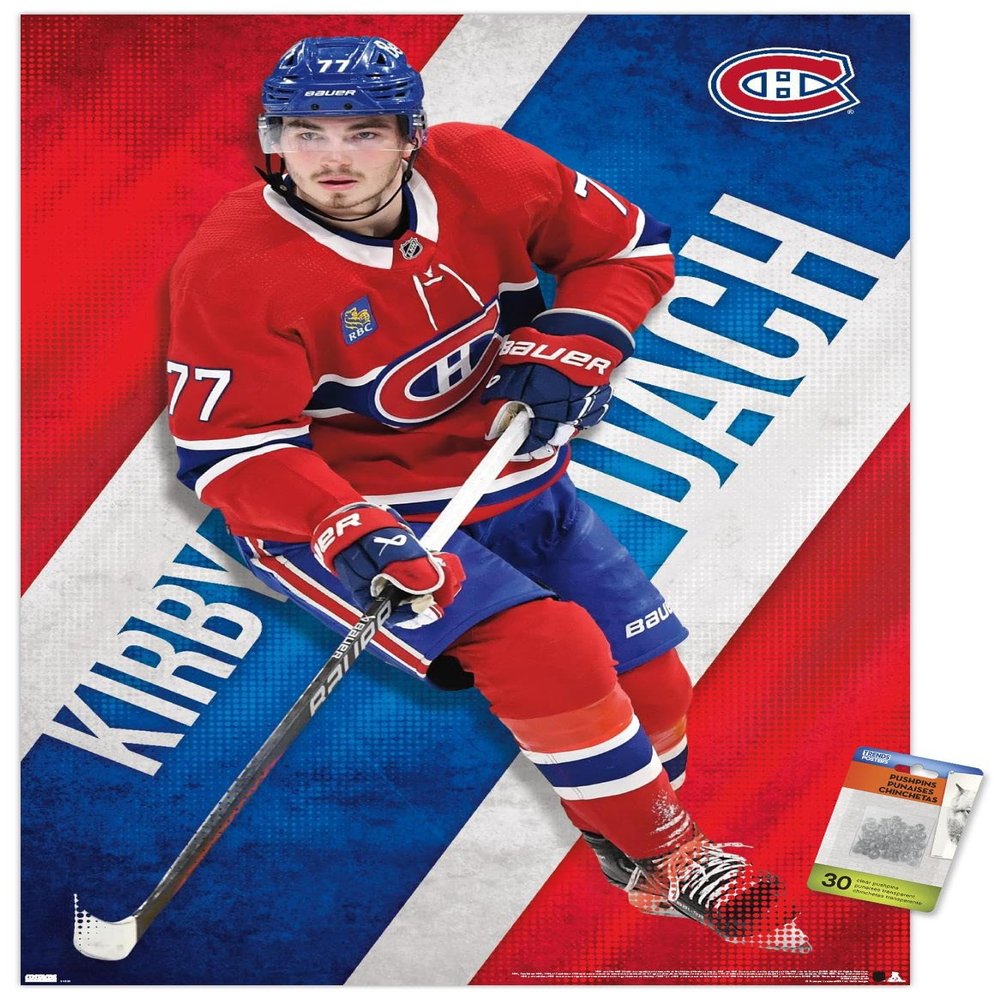 Trends International NHL Montreal Canadiens - Kirby Dach 23 Wall Poster, 22.37" x 34.00", Poster & Push Pin Bundle