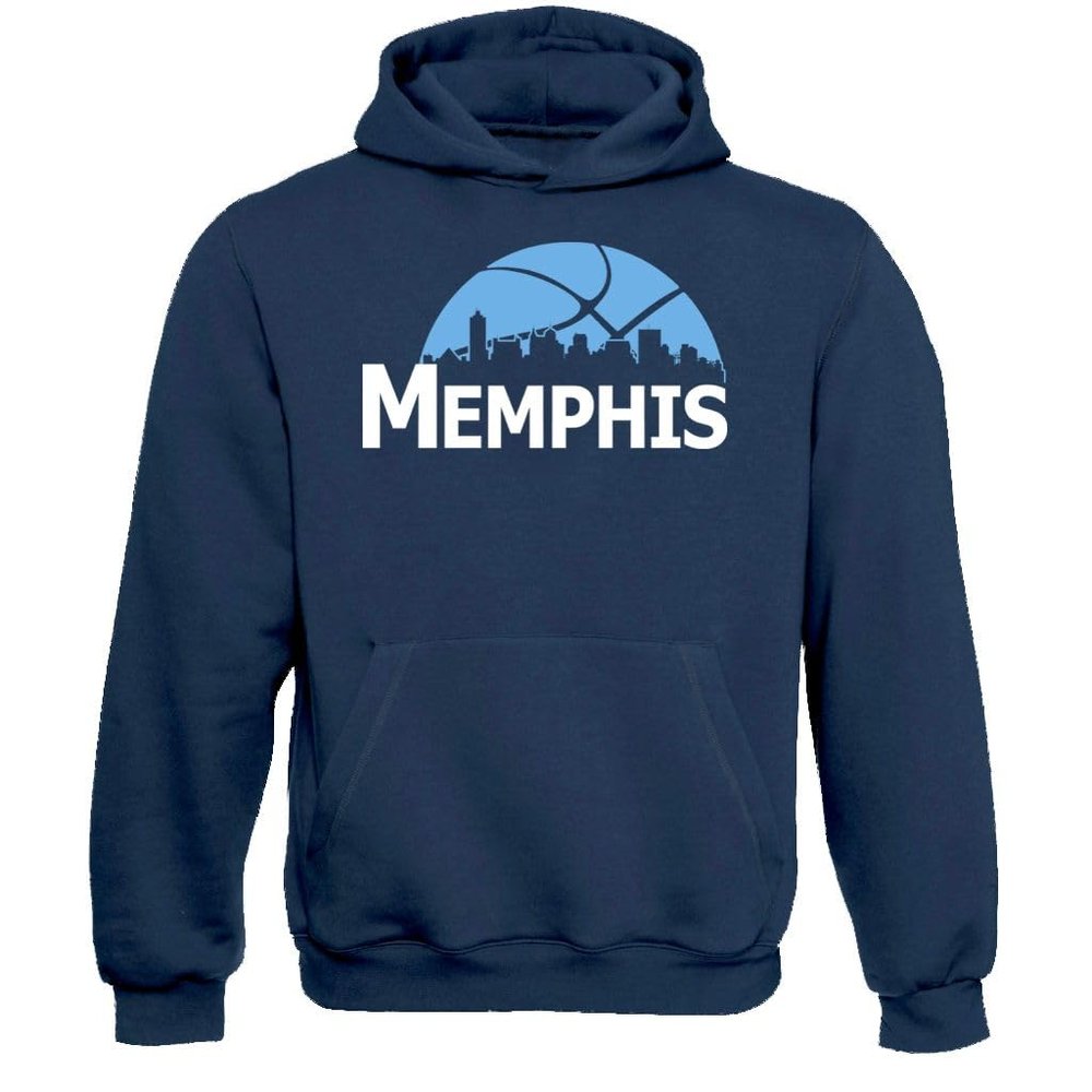 Xtreme Apparrel Memphis Basketball City Skyline Men's Fan Hoodie Sweatshirt (Navy Hoodie, 2XL)