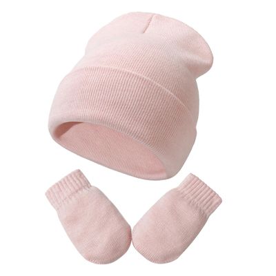 Baby Beanie Hat Gloves Set, Kids Winter Warm Knit Hat with glvoes,Toddler Soft Beanie for Little Boys Little Girls Children